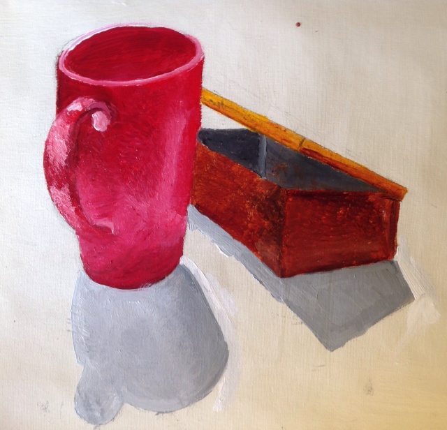 cup and box in oils